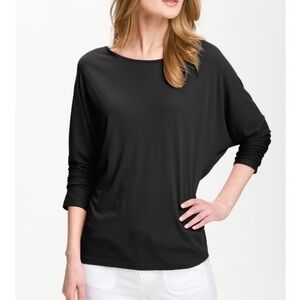 Vince Dolman Black Long Sleeve Wide Neck 100% Pima Cotton Tee Shirt Medium